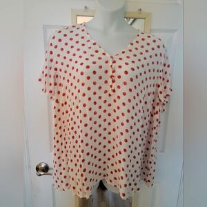 Lane Bryant NWT 4 button detail polka dot flutter sleeve top